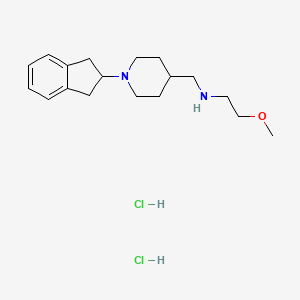 molecular formula C18H30Cl2N2O B1439261 N-{[1-(2,3-Dihydro-1H-inden-2-YL)piperidin-4-YL]-methyl}-2-methoxyethanamine dihydrochloride CAS No. 1185168-21-1