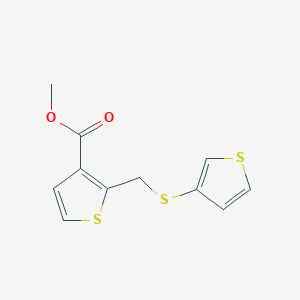 molecular formula C11H10O2S3 B14392627 Methyl 2-{[(thiophen-3-yl)sulfanyl]methyl}thiophene-3-carboxylate CAS No. 88048-82-2