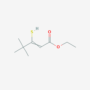 molecular formula C9H16O2S B14392716 Ethyl 4,4-dimethyl-3-sulfanylpent-2-enoate CAS No. 89745-57-3