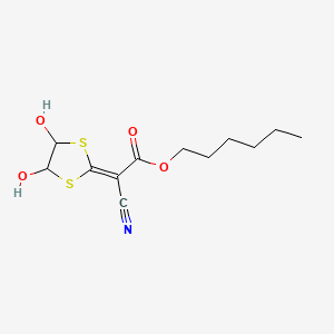 molecular formula C12H17NO4S2 B14392761 Hexyl cyano(4,5-dihydroxy-1,3-dithiolan-2-ylidene)acetate CAS No. 89594-32-1