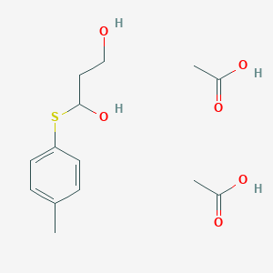 molecular formula C14H22O6S B14392921 Acetic acid;1-(4-methylphenyl)sulfanylpropane-1,3-diol CAS No. 87943-38-2