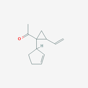 molecular formula C12H16O B14392961 1-[1-(Cyclopent-2-en-1-yl)-2-ethenylcyclopropyl]ethan-1-one CAS No. 88711-75-5