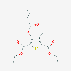 molecular formula C15H20O6S B14393040 Diethyl 3-(butanoyloxy)-4-methylthiophene-2,5-dicarboxylate CAS No. 89628-36-4
