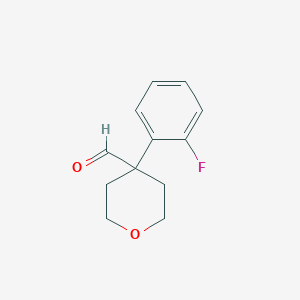 molecular formula C12H13FO2 B1439314 4-(2-Fluorophenyl)tetrahydropyran-4-carboxaldehyde CAS No. 902836-62-8