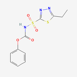 molecular formula C11H11N3O4S2 B14393201 Phenyl (5-ethyl-1,3,4-thiadiazole-2-sulfonyl)carbamate CAS No. 89517-90-8