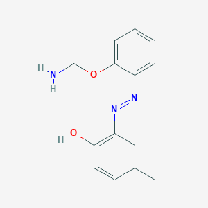 molecular formula C14H15N3O2 B14393594 6-{2-[2-(Aminomethoxy)phenyl]hydrazinylidene}-4-methylcyclohexa-2,4-dien-1-one CAS No. 89961-42-2