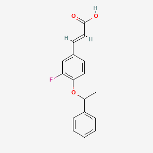 molecular formula C17H15FO3 B1439375 3-[3-Fluoro-4-(1-phenylethoxy)phenyl]prop-2-enoic acid CAS No. 1087793-41-6