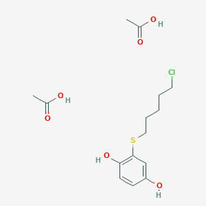 molecular formula C15H23ClO6S B14393848 Acetic acid;2-(5-chloropentylsulfanyl)benzene-1,4-diol CAS No. 89706-24-1