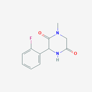 molecular formula C11H11FN2O2 B1439389 3-(2-Fluorophenyl)-1-methylpiperazine-2,5-dione CAS No. 1214856-65-1