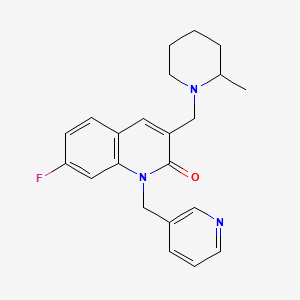 molecular formula C22H24FN3O B1439394 7-Fluoro-3-((2-methylpiperidin-1-yl)methyl)-1-(pyridin-3-ylmethyl)quinolin-2(1H)-one CAS No. 1070342-54-9