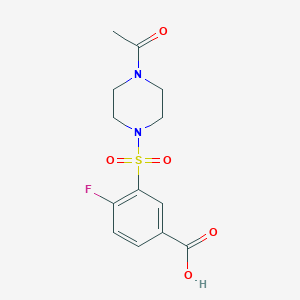 molecular formula C13H15FN2O5S B1439400 3-[(4-Acetylpiperazin-1-yl)sulfonyl]-4-fluorobenzoic acid CAS No. 1053994-99-2