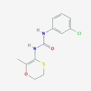 molecular formula C12H13ClN2O2S B14394060 N-(3-Chlorophenyl)-N'-(2-methyl-5,6-dihydro-1,4-oxathiin-3-yl)urea CAS No. 88258-76-8