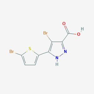 molecular formula C8H4Br2N2O2S B1439427 4-bromo-3-(5-bromo-2-thienyl)-1H-pyrazole-5-carboxylic acid CAS No. 182415-31-2