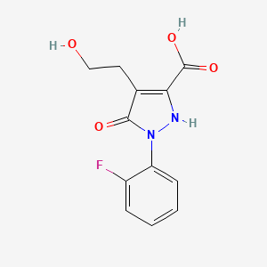 molecular formula C12H11FN2O4 B1439437 1-(2-fluorophenyl)-4-(2-hydroxyethyl)-5-oxo-2,5-dihydro-1H-pyrazole-3-carboxylic acid CAS No. 1204297-32-4