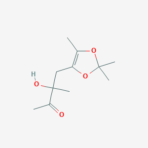molecular formula C11H18O4 B14394757 3-Hydroxy-3-methyl-4-(2,2,5-trimethyl-2H-1,3-dioxol-4-yl)butan-2-one CAS No. 89435-01-8