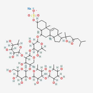 molecular formula C62H101NaO32S B14394995 sodium;[6-[4-[5-[3-[3,5-dihydroxy-6-methyl-4-(3,4,5-trihydroxy-6-methyloxan-2-yl)oxyoxan-2-yl]oxy-4,5-dihydroxy-6-(hydroxymethyl)oxan-2-yl]oxy-4-hydroxy-3-(3,4,5-trihydroxy-6-methyloxan-2-yl)oxyoxan-2-yl]oxy-3,5-dihydroxy-6-methyloxan-2-yl]oxy-17-(2-hydroxy-6-methyl-4-oxoheptan-2-yl)-10,13-dimethyl-2,3,4,5,6,7,8,12,14,15,16,17-dodecahydro-1H-cyclopenta[a]phenanthren-3-yl] sulfate CAS No. 89383-05-1