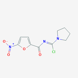 molecular formula C10H10ClN3O4 B14395001 N-(5-Nitrofuran-2-carbonyl)pyrrolidine-1-carboximidoyl chloride CAS No. 90036-20-7