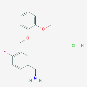 molecular formula C15H17ClFNO2 B1439516 [4-Fluoro-3-(2-methoxyphenoxymethyl)phenyl]methanamine hydrochloride CAS No. 1193389-26-2