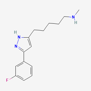 molecular formula C15H20FN3 B1439526 {5-[3-(3-fluorophenyl)-1H-pyrazol-5-yl]pentyl}(methyl)amine CAS No. 1268829-73-7