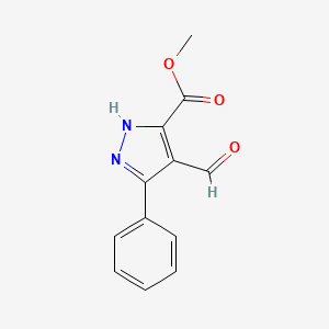 molecular formula C12H10N2O3 B14395691 methyl 4-formyl-3-phenyl-1H-pyrazole-5-carboxylate CAS No. 88674-11-7