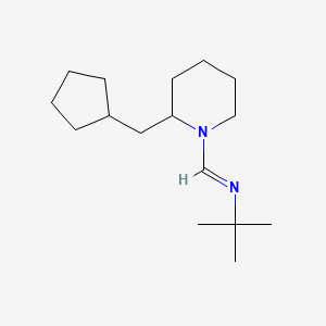 molecular formula C16H30N2 B14395749 (E)-N-tert-Butyl-1-[2-(cyclopentylmethyl)piperidin-1-yl]methanimine CAS No. 89656-62-2