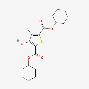molecular formula C19H26O5S B14395801 Dicyclohexyl 3-hydroxy-4-methylthiophene-2,5-dicarboxylate CAS No. 89630-04-6