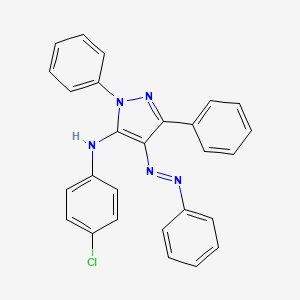 molecular formula C27H20ClN5 B14395866 (3Z)-N-(4-Chlorophenyl)-2,5-diphenyl-4-(2-phenylhydrazinylidene)-2,4-dihydro-3H-pyrazol-3-imine CAS No. 89868-26-8