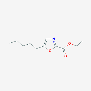 molecular formula C11H17NO3 B14396039 Ethyl 5-pentyl-1,3-oxazole-2-carboxylate CAS No. 89967-32-8