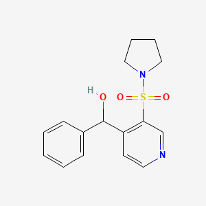 molecular formula C16H18N2O3S B14396068 Phenyl[3-(pyrrolidine-1-sulfonyl)pyridin-4-yl]methanol CAS No. 88184-94-5