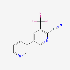 molecular formula C12H6F3N3 B1439633 5-(Pyridin-3-yl)-3-(trifluoromethyl)picolinonitrile CAS No. 1214367-01-7