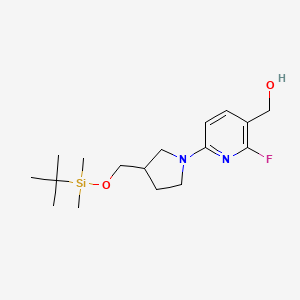 molecular formula C17H29FN2O2Si B1439636 (6-(3-((Tert-butyldimethylsilyloxy)methyl)-pyrrolidin-1-YL)-2-fluoropyridin-3-YL)methanol CAS No. 1228665-50-6