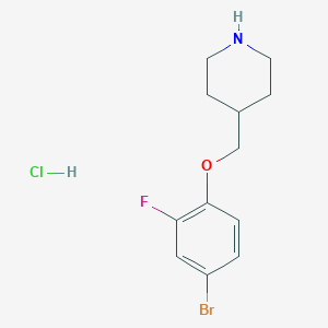molecular formula C12H16BrClFNO B1439640 4-[(4-Bromo-2-fluorophenoxy)methyl]piperidine hydrochloride CAS No. 1185297-51-1