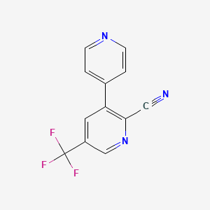 molecular formula C12H6F3N3 B1439646 3-(Pyridin-4-yl)-5-(trifluoromethyl)picolinonitrile CAS No. 1214371-85-3