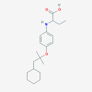 molecular formula C20H31NO3 B14396487 2-{4-[(1-Cyclohexyl-2-methylpropan-2-yl)oxy]anilino}butanoic acid CAS No. 87990-58-7