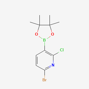 molecular formula C11H14BBrClNO2 B1439655 6-Bromo-2-chloro-3-(4,4,5,5-tetramethyl-1,3,2-dioxaborolan-2-yl)pyridine CAS No. 1247726-85-7
