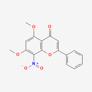 molecular formula C17H13NO6 B14396577 5,7-Dimethoxy-8-nitro-2-phenyl-4H-1-benzopyran-4-one CAS No. 88503-22-4