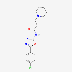 molecular formula C16H19ClN4O2 B14396595 N-[5-(4-Chlorophenyl)-1,3,4-oxadiazol-2-yl]-3-(piperidin-1-yl)propanamide CAS No. 89757-84-6