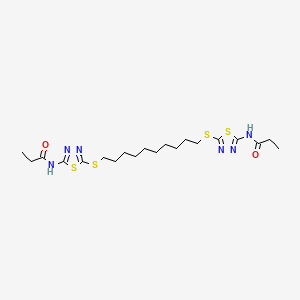 molecular formula C20H32N6O2S4 B14396639 N,N'-[Decane-1,10-diylbis(sulfanediyl-1,3,4-thiadiazole-5,2-diyl)]dipropanamide CAS No. 87202-67-3