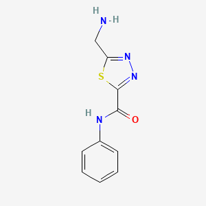 molecular formula C10H10N4OS B1439667 5-(aminomethyl)-N-phenyl-1,3,4-thiadiazole-2-carboxamide CAS No. 1217862-67-3