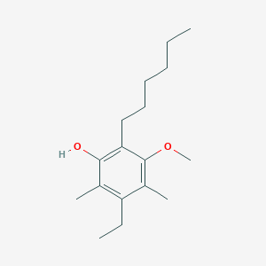 molecular formula C17H28O2 B14396868 3-Ethyl-6-hexyl-5-methoxy-2,4-dimethylphenol CAS No. 89711-23-9