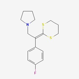 molecular formula C16H20FNS2 B14396983 1-[2-(1,3-Dithian-2-ylidene)-2-(4-fluorophenyl)ethyl]pyrrolidine CAS No. 89864-22-2