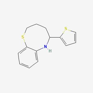 molecular formula C14H15NS2 B14397060 5-(Thiophen-2-yl)-3,4,5,6-tetrahydro-2H-1,6-benzothiazocine CAS No. 87697-01-6