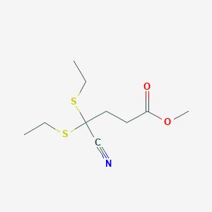 molecular formula C10H17NO2S2 B14397068 Methyl 4-cyano-4,4-bis(ethylsulfanyl)butanoate CAS No. 89450-20-4