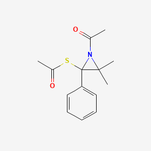 molecular formula C14H17NO2S B14397179 S-(1-Acetyl-3,3-dimethyl-2-phenylaziridin-2-yl) ethanethioate CAS No. 89874-00-0