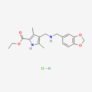 molecular formula C18H23ClN2O4 B1439719 Ethyl 4-([(1,3-benzodioxol-5-ylmethyl)amino]methyl)-3,5-dimethyl-1h-pyrrole-2-carboxylate hydrochloride CAS No. 1185296-08-5