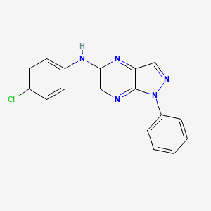 molecular formula C17H12ClN5 B14397325 N-(4-Chlorophenyl)-1-phenyl-1H-pyrazolo[3,4-b]pyrazin-5-amine CAS No. 87594-98-7