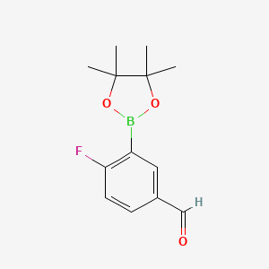 molecular formula C13H16BFO3 B1439747 4-Fluoro-3-(4,4,5,5-tetramethyl-1,3,2-dioxaborolan-2-yl)benzaldehyde CAS No. 1112208-82-8