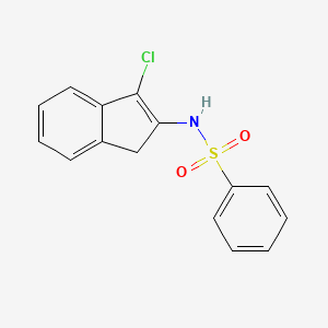 molecular formula C15H12ClNO2S B14397652 N-(3-Chloro-1H-inden-2-yl)benzenesulfonamide CAS No. 88576-70-9