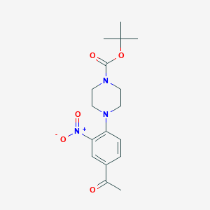 molecular formula C17H23N3O5 B1439778 Tert-butyl 4-(4-acetyl-2-nitrophenyl)piperazine-1-carboxylate CAS No. 1052705-18-6