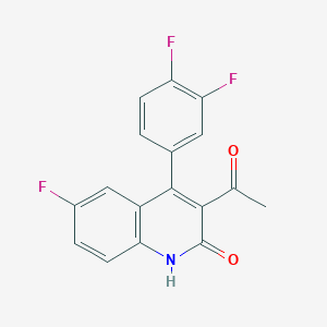molecular formula C17H10F3NO2 B1439795 3-acetyl-4-(3,4-difluorophenyl)-6-fluoroquinolin-2(1H)-one CAS No. 1283109-72-7